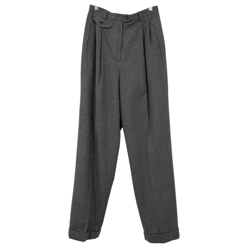 Vintage Lauren Ralph Lauren Trouser Women Size 6 Gray Pleated Wool High Rise USA - Picture 2 of 9